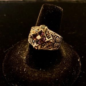 Three Amethyst rings in 925 silver